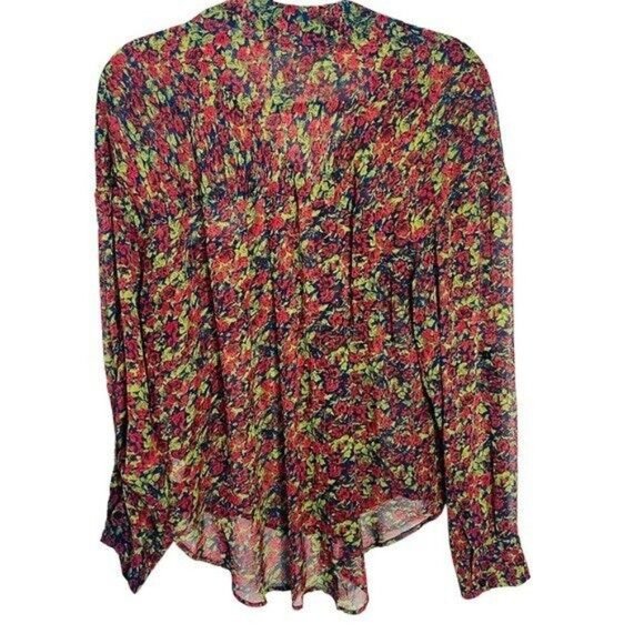 Free People Floral Sheer Easy Rider Button Down Blouse Size Medium NWT - Picture 3 of 10